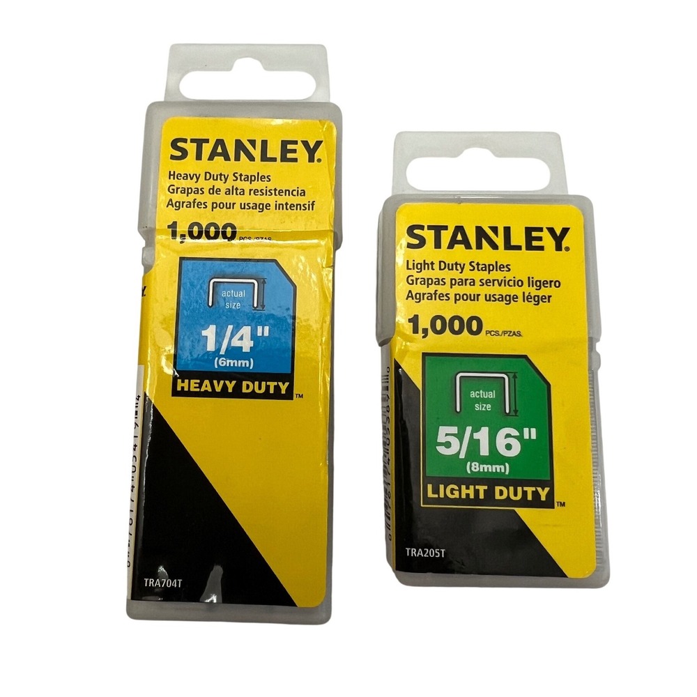 Stanley Staples Bundle 1/4 Heavy Duty TRA704T & 5/16 Light Duty TRA205T 2000ct